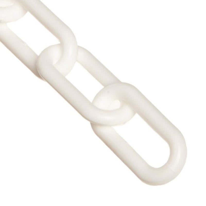 Mr. Chain Plastic Barrier Chain, White, 1.5-Inch Link Diameter, 100-Foot Length (30001-100)